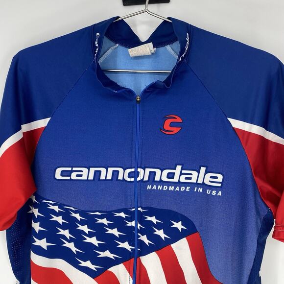 Cannondale 3/4 Zip Short Sleeve Cycling Jersey Stars and Stripes Men's Size XL - Picture 3 of 10